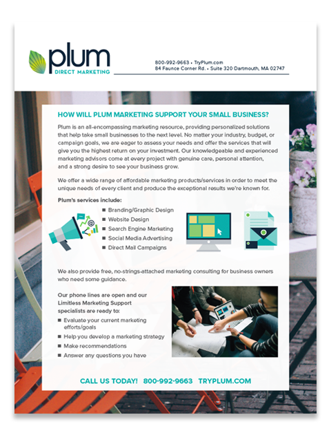 marketing agency flyer plum-supports-small-business