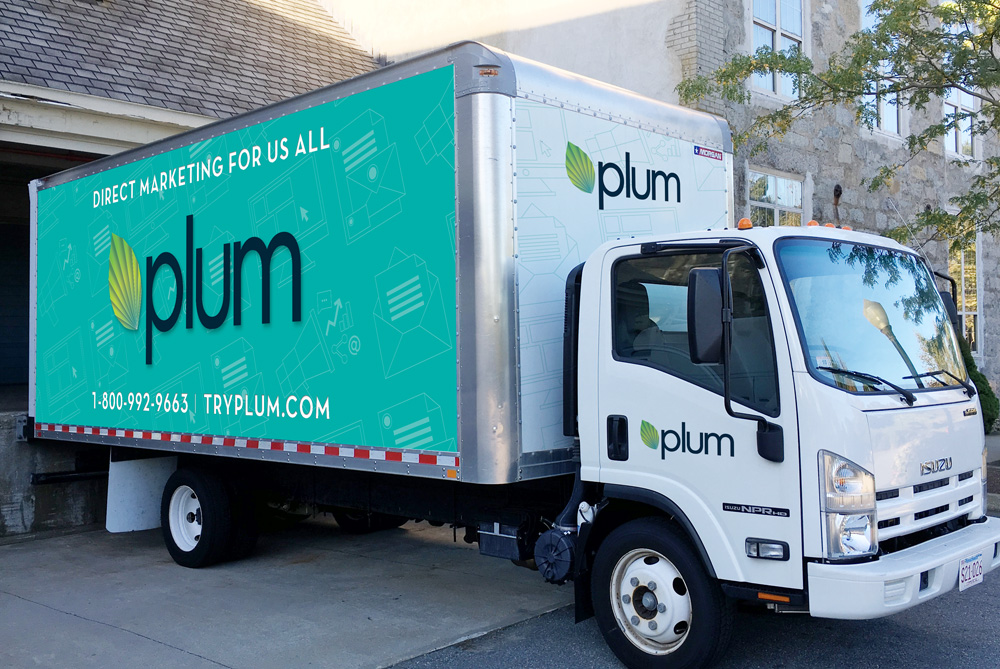 Plum Direct Marketing Mail Truck vehicle wrap